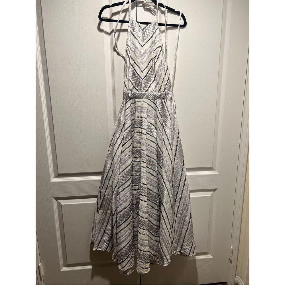 LACE the Label White  gold jacquard Midi Halter Dress Vacation size S NWT$590 - Picture 3 of 5